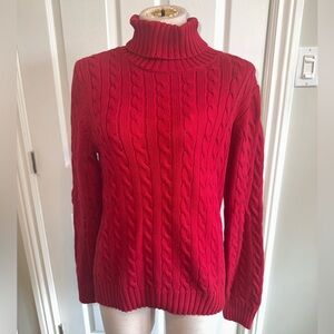 Tommy Hilfiger Red Cable Turtleneck Sweater
